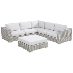 4 Seasons Outdoor Madras Modular Lounge Set, White Latte